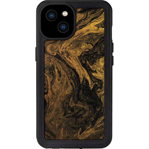 Gold and Black Marble iPhone 15 Plus Waterproof Case